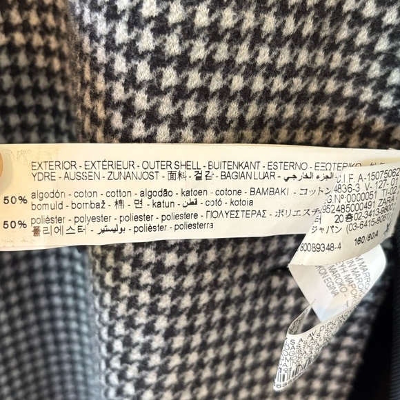 Zara Houndstooth Plaid Black and White Double Breasted Classic Fit Jacket Coat - Picture 10 of 13